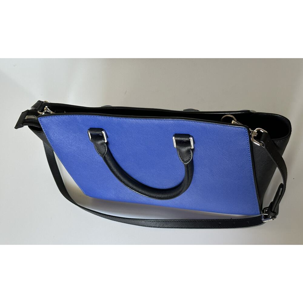 Michael Kors Selma Sapphire/Black LG Leather Satchel Handbag - Picture 4 of 13